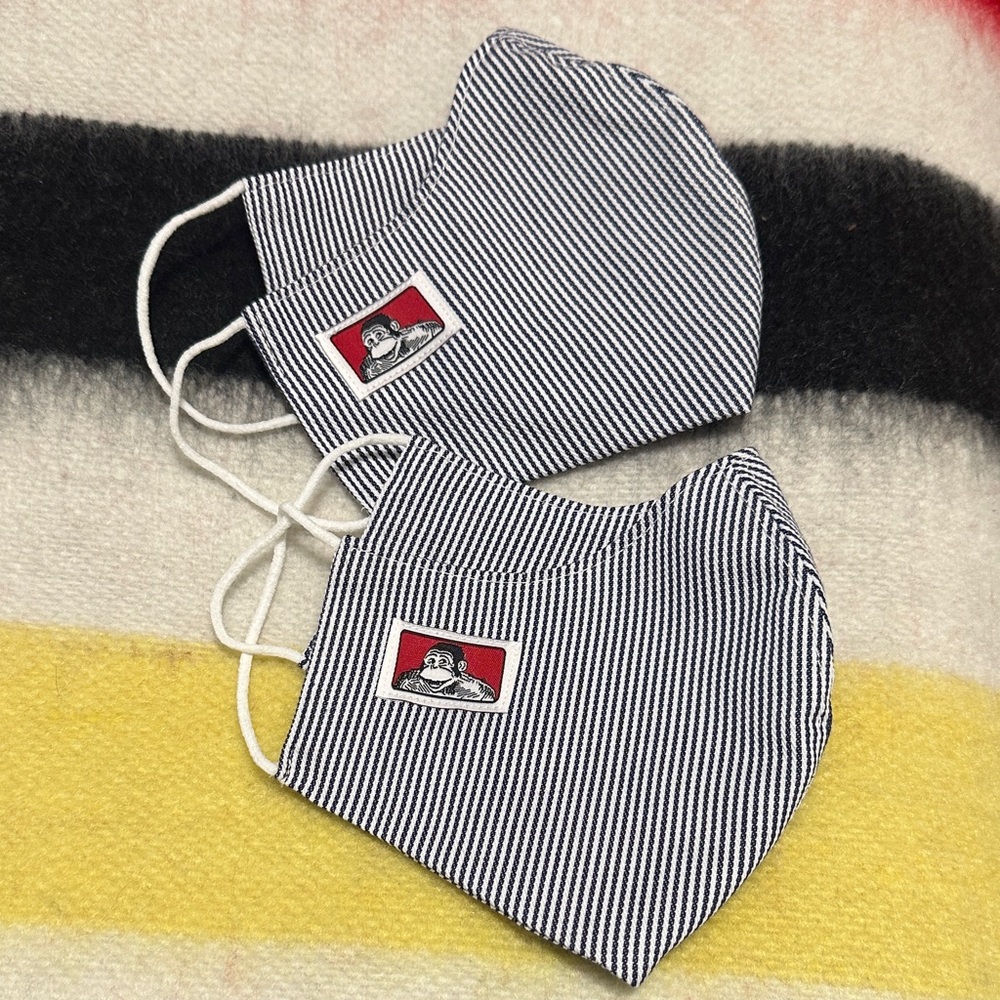 Two Ben Davis Hickory Striped Face Masks